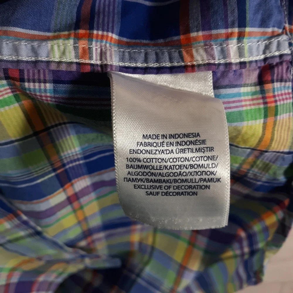 Ralph Lauren Shirt Boys Kids Size L 14-16 Blue Plaid Button Down Small Pony